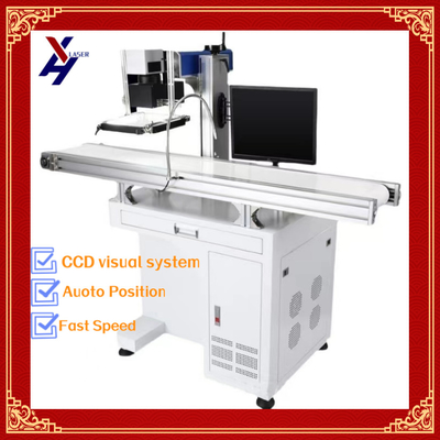 Máy đánh dấu laser tự động cho in số hàng loạt bằng dây chuyền vận chuyển