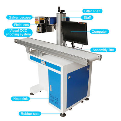 20W 30W 50W 100W Tự động Cabinet Sợi laser đánh dấu khắc máy với dây chuyền vận chuyển